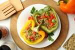 quinoa stuffed bell pepper are depicted, a good choice for those wanting candida diet meal options