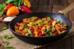 Turkey and vegetable stirfry depicted is a great candida diet meal idea
